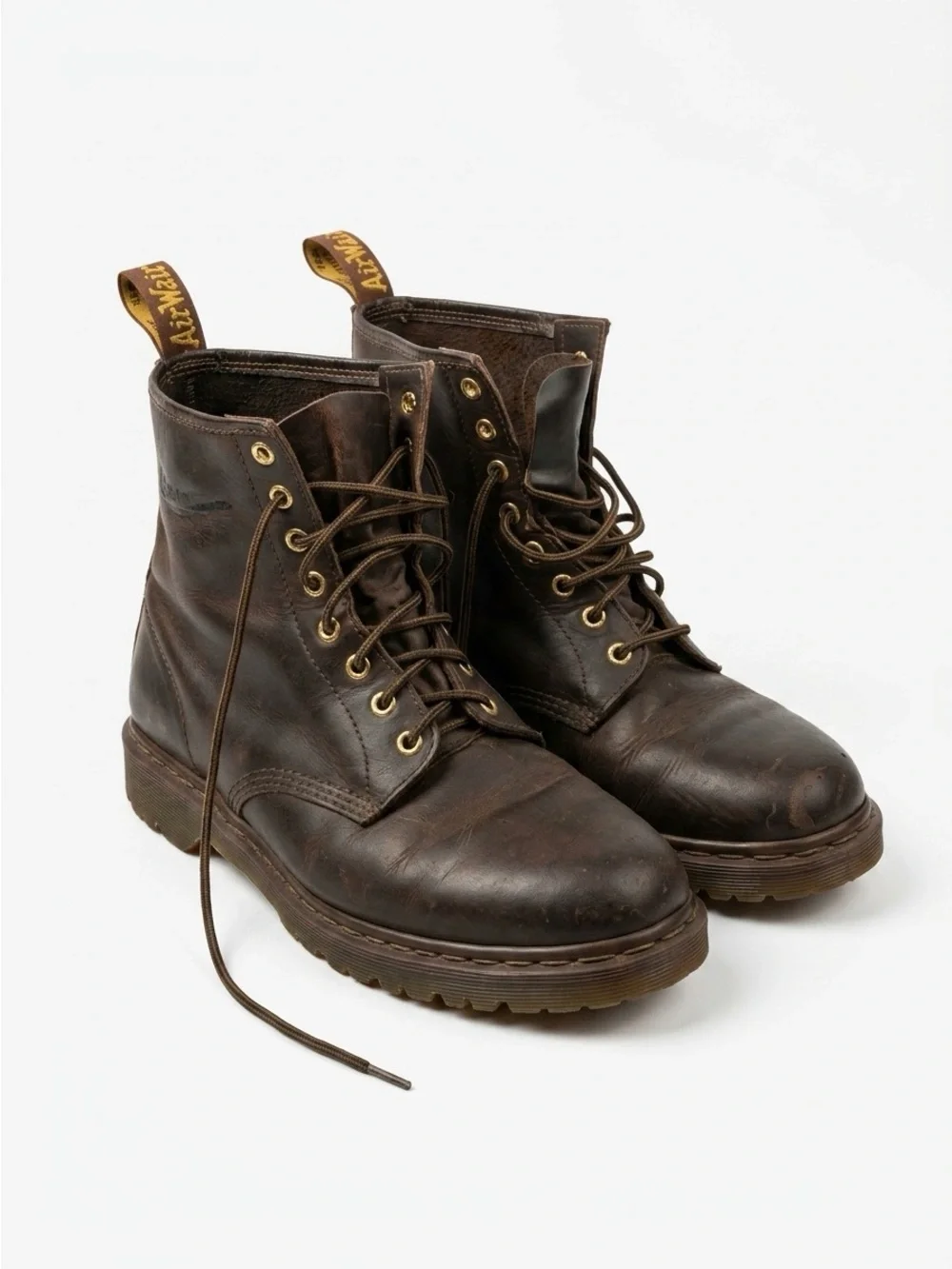 Dr. Martens Made In England Leather Combat Boots Dark Brown Size 10